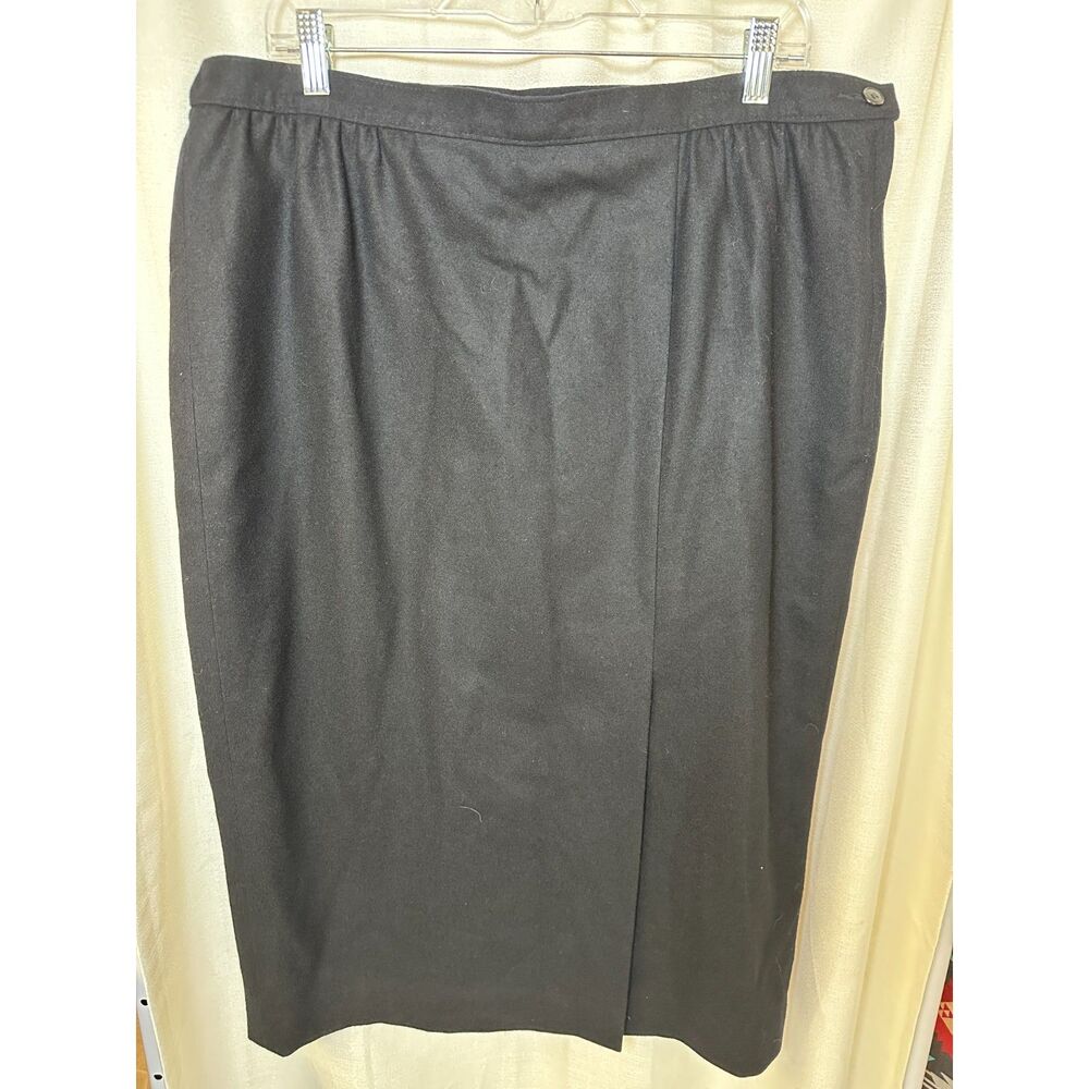 Pendleton Black Virgin Wool Lined Midi Skirt, Made in USA, Women's Size 18W